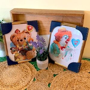 Vintage, Clown Framed pictures, I Love You, new in packaging (2 piece set)